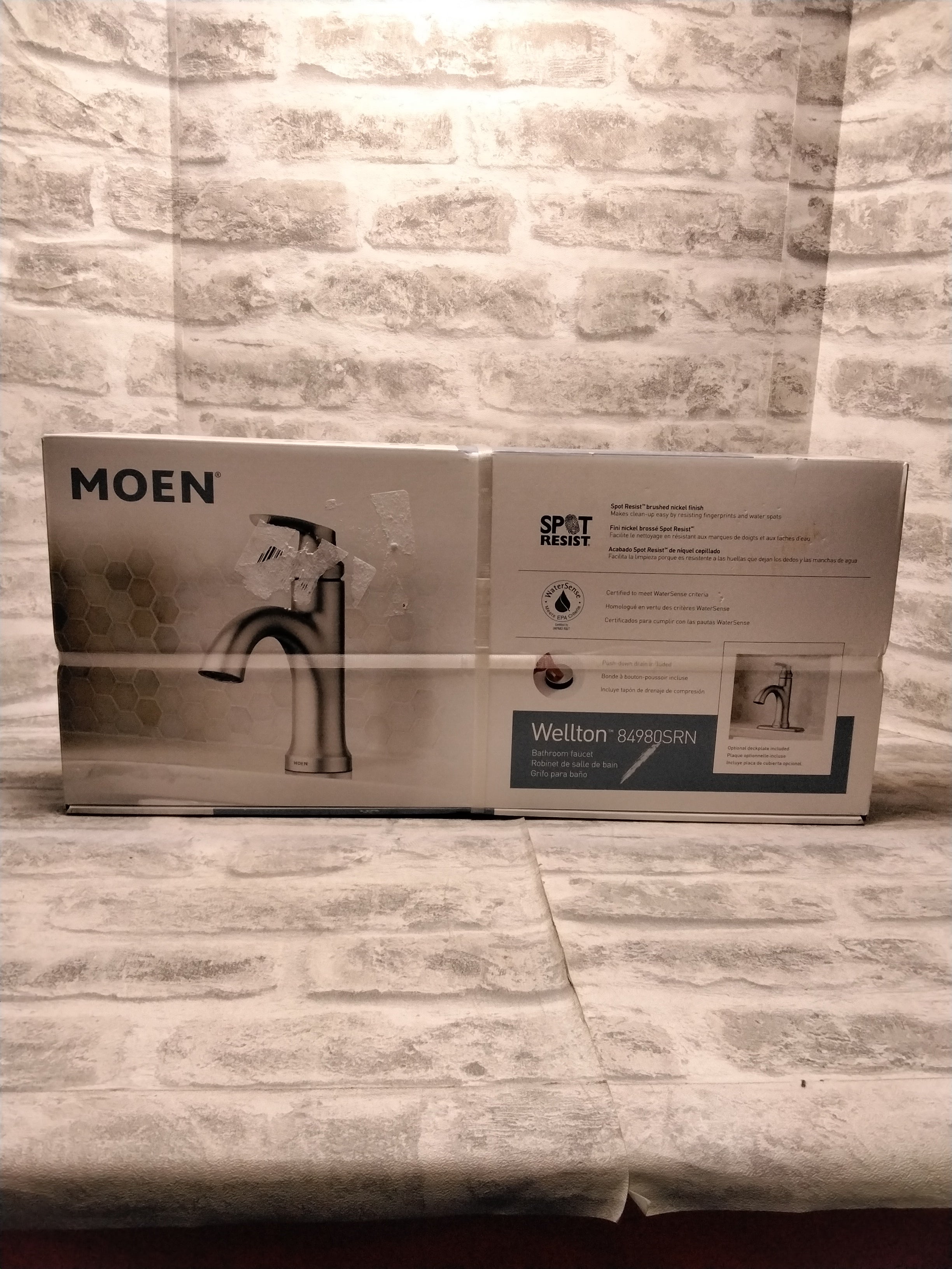 MOEN Wellton 4 in. Centerset Single Handle Bathroom Faucet in Brushed Nickel (7643323957486)